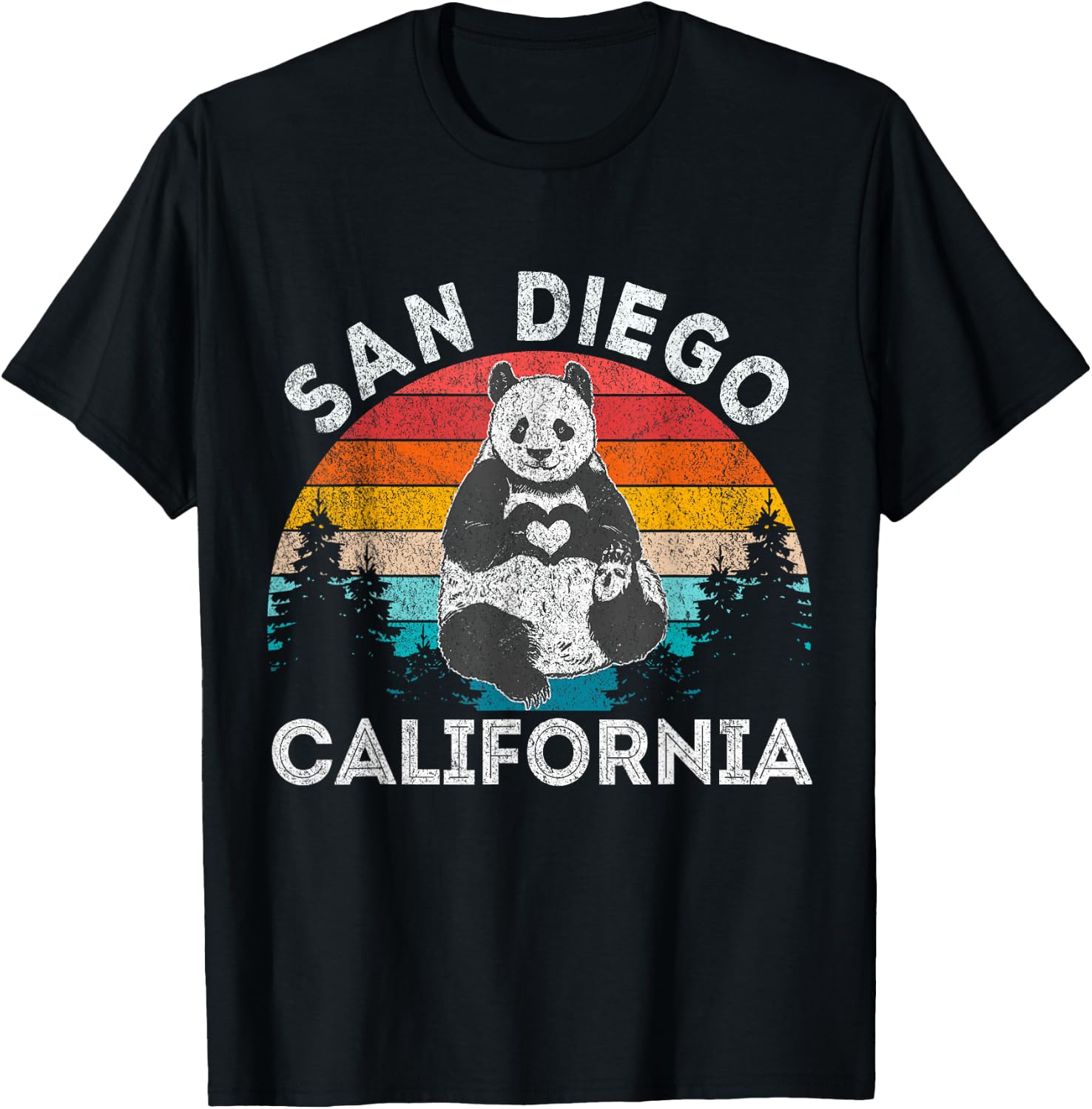 Funny San Diego Panda California Souvenir Gift San Diego Retro Panda Zoo California Vintage Black T-Shirt - T-Shirt | Black