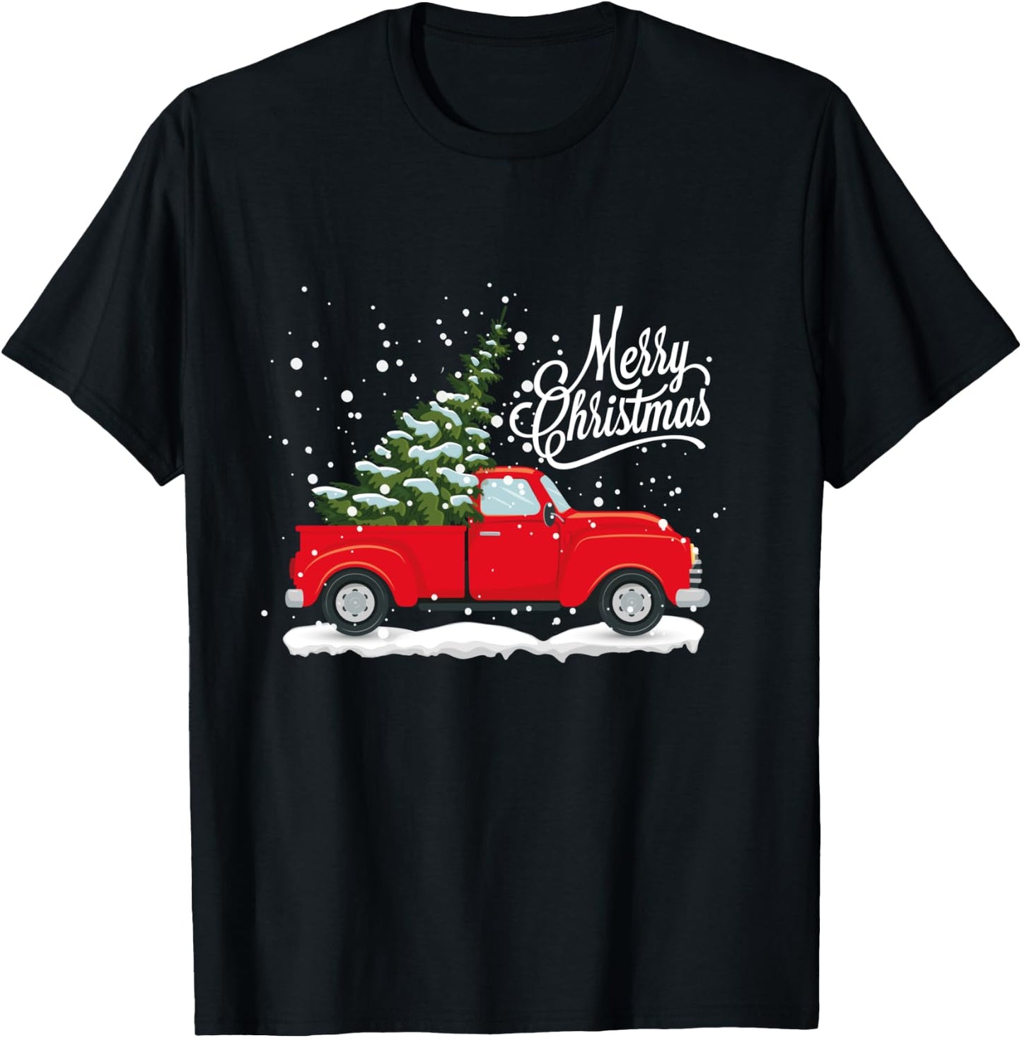 Vintage Red Truck Christmas Tree T-Shirt - T-Shirt | Black