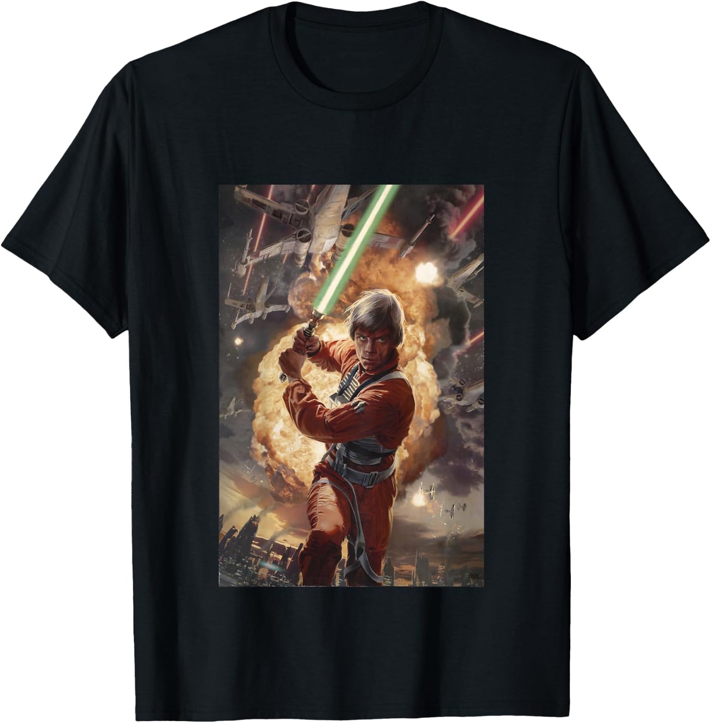 Kids Star Wars Classic Luke Skywalker Jedi Starfighter Painting T-Shirt - T-Shirt | Black