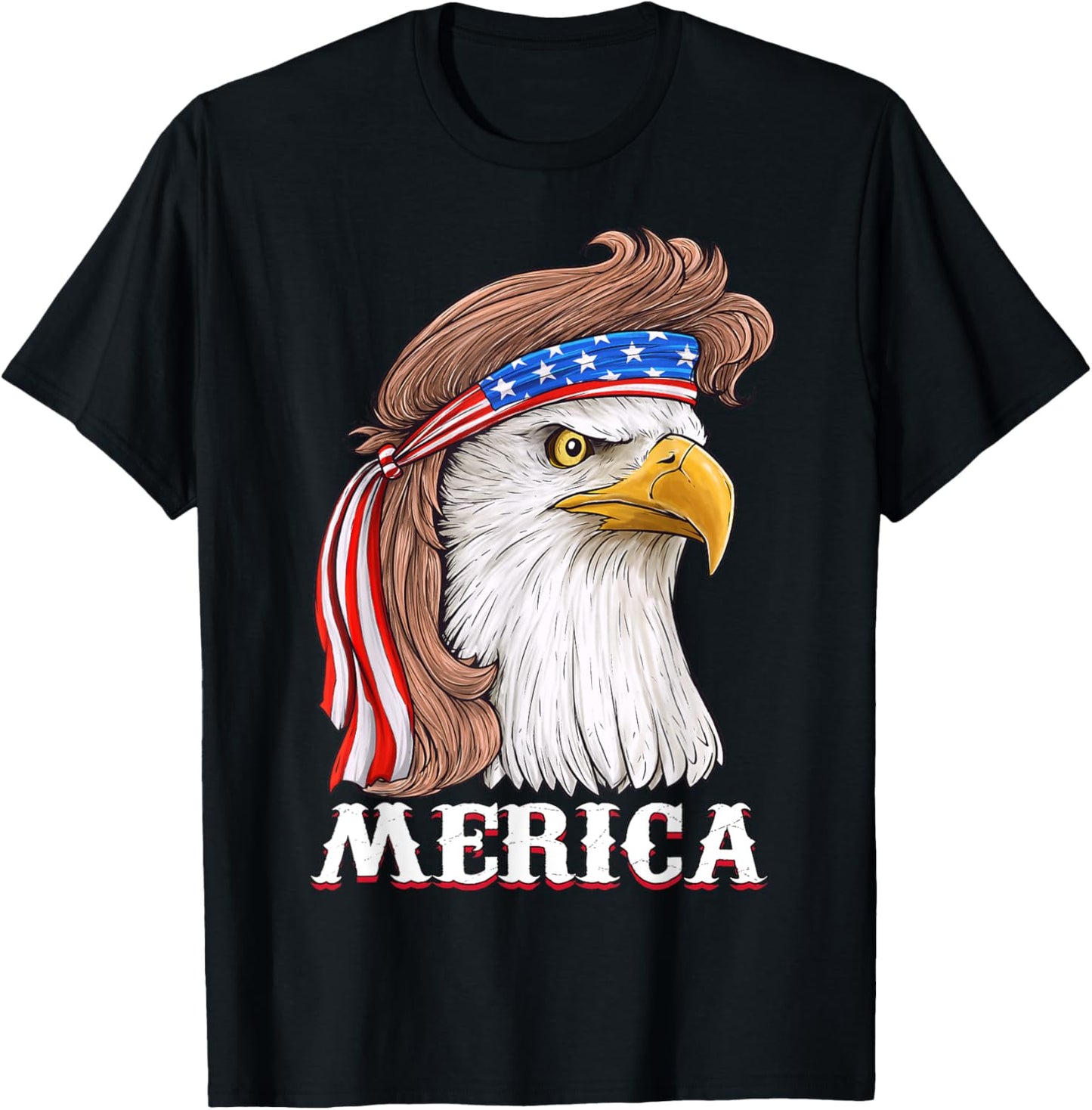 Eagle Mullet 4th Of July USA American Flag Merica T-Shirt - T-Shirt | Black