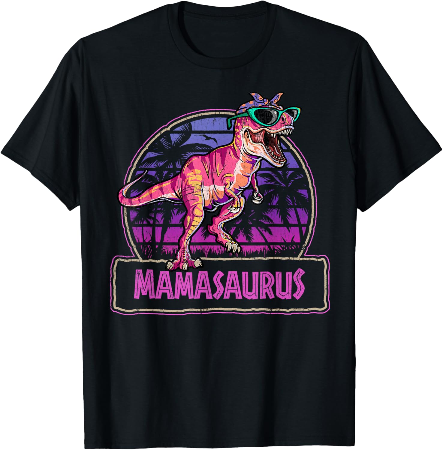 Mamasaurus T Rex Mama Saurus Women Dinosaur Family Matching T-Shirt - T-Shirt | Black