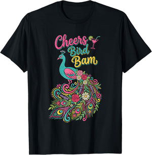 Cheers Bird bam Retro Funny Mahjong Player T-Shirt - T-Shirt | Black