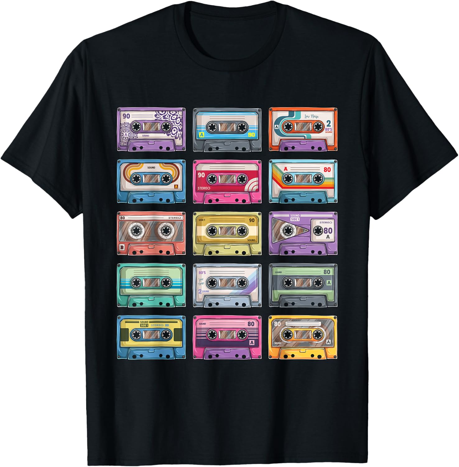 Vintage Cassette Tapes Collection 80's 90's Music Mixtape T-Shirt - T-Shirt | Black