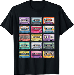 Vintage Cassette Tapes Collection 80's 90's Music Mixtape T-Shirt - T-Shirt | Black