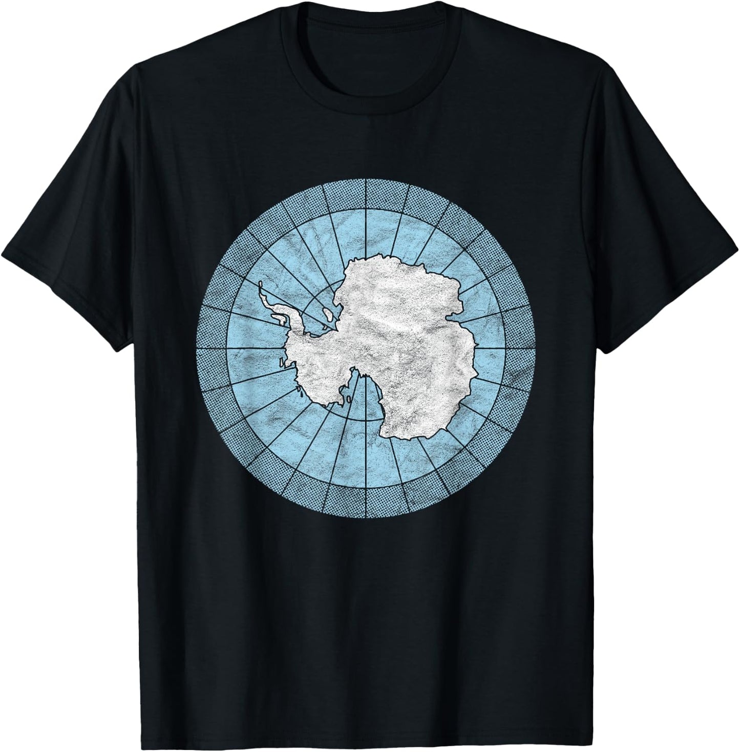 Antarctic Map Minimalist Distressed Vintage 80s T-Shirt - T-Shirt | Black