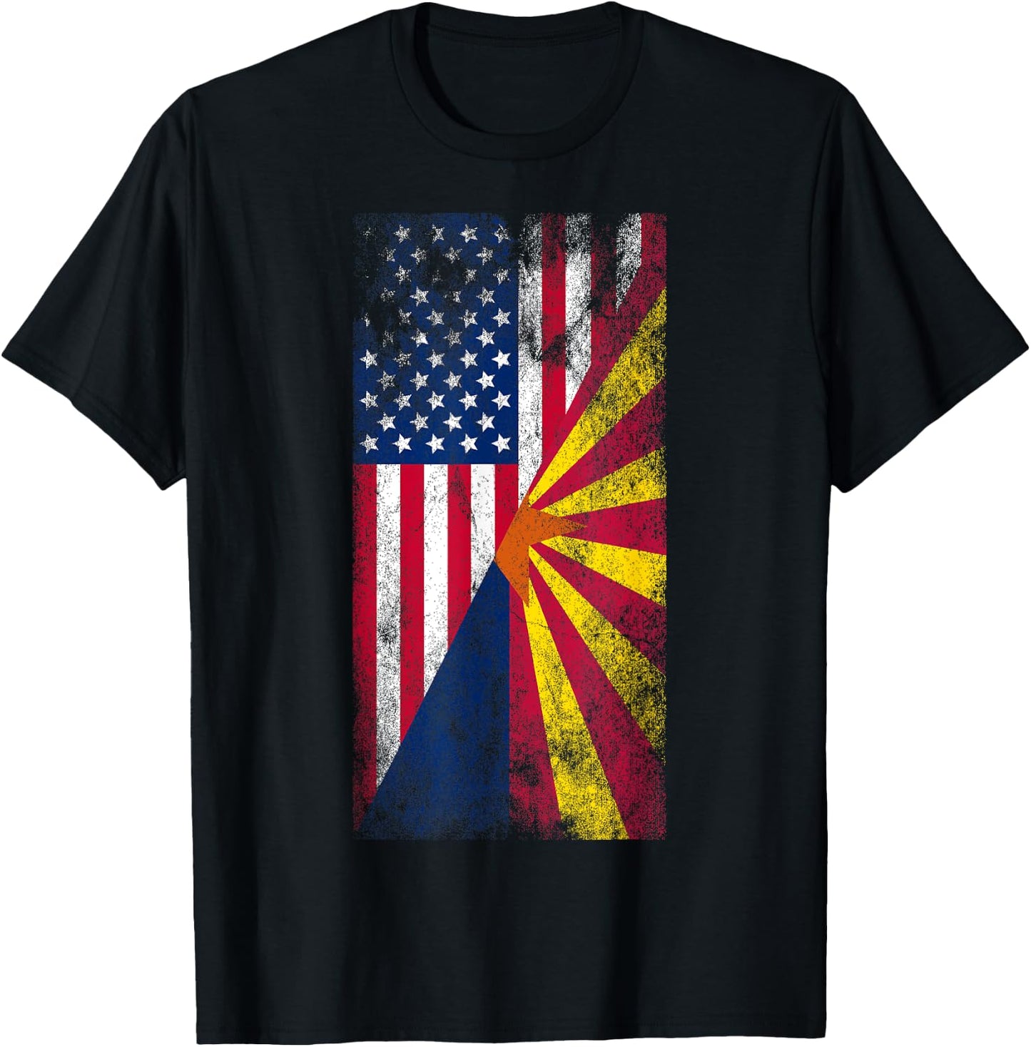 Irreverent USA & Arizona Flags - American Arizonan T-Shirt - T-Shirt | Black