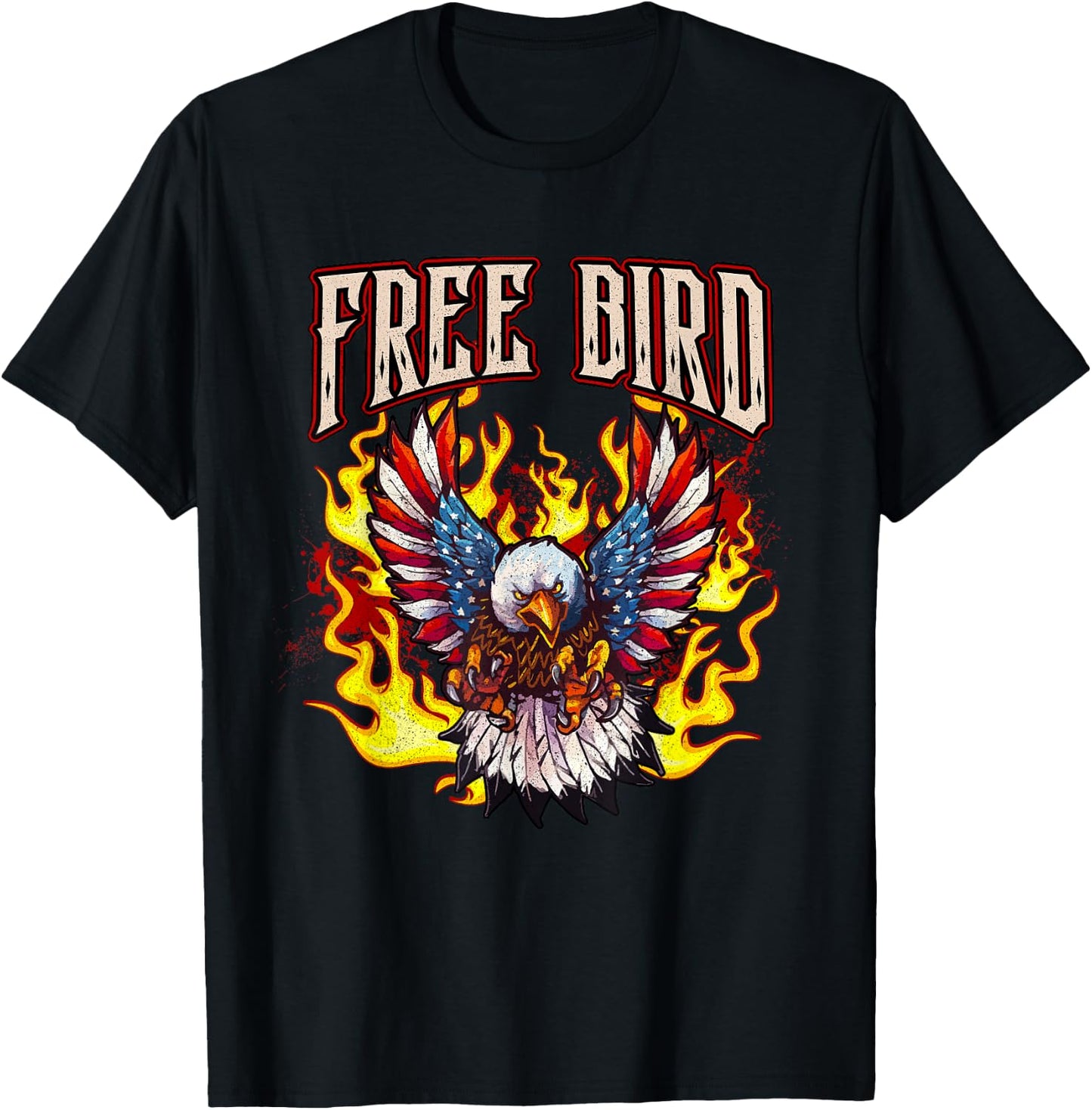 LyricVerse - FREE BIRD - American Bald Eagle T-Shirt - T-Shirt | Black