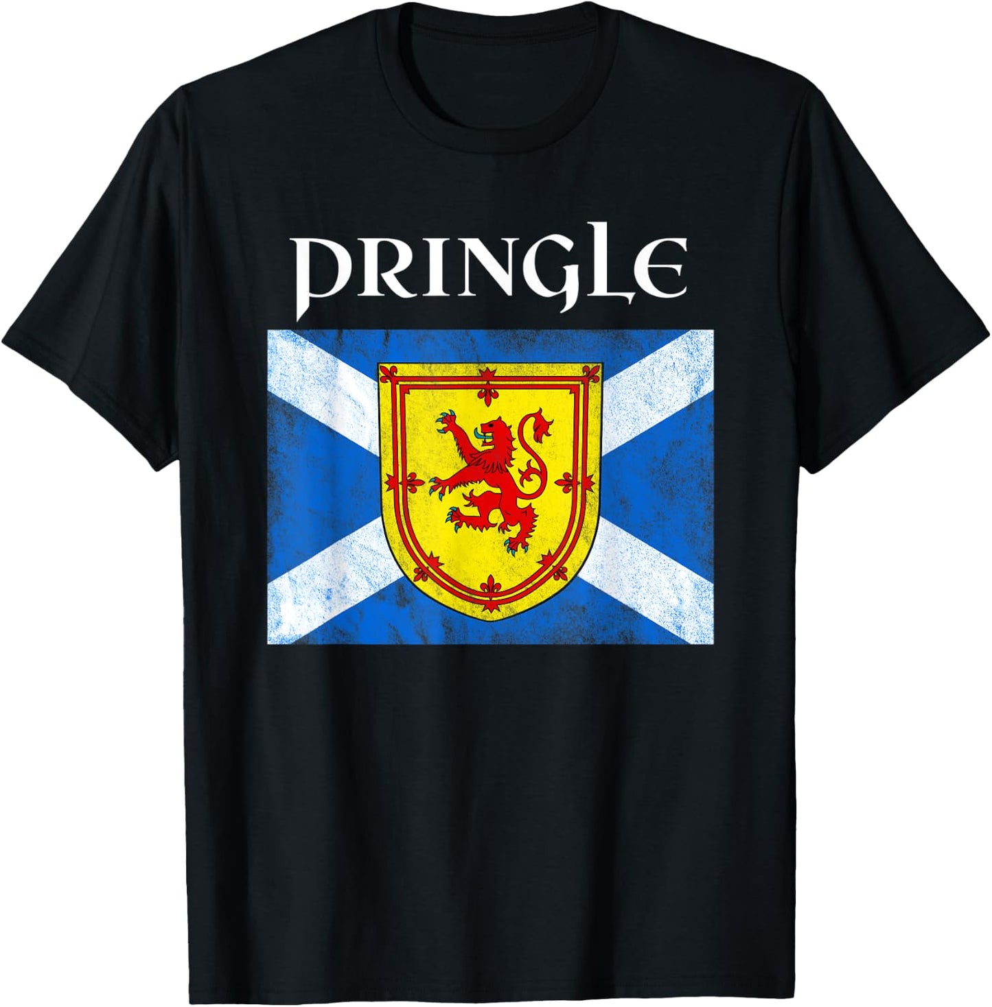 Pringle Clan Scottish Name Scotland Flag T-Shirt - T-Shirt | Black