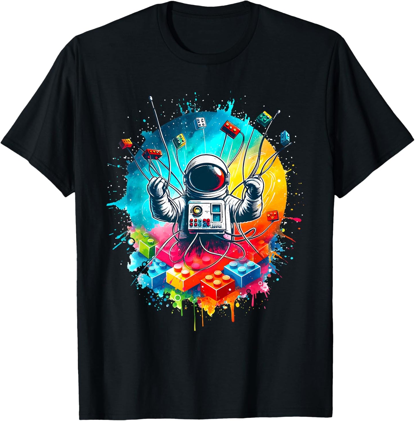 Space Astronaut Master Builder Funny Building Blocks Bricks T-Shirt - T-Shirt | Black
