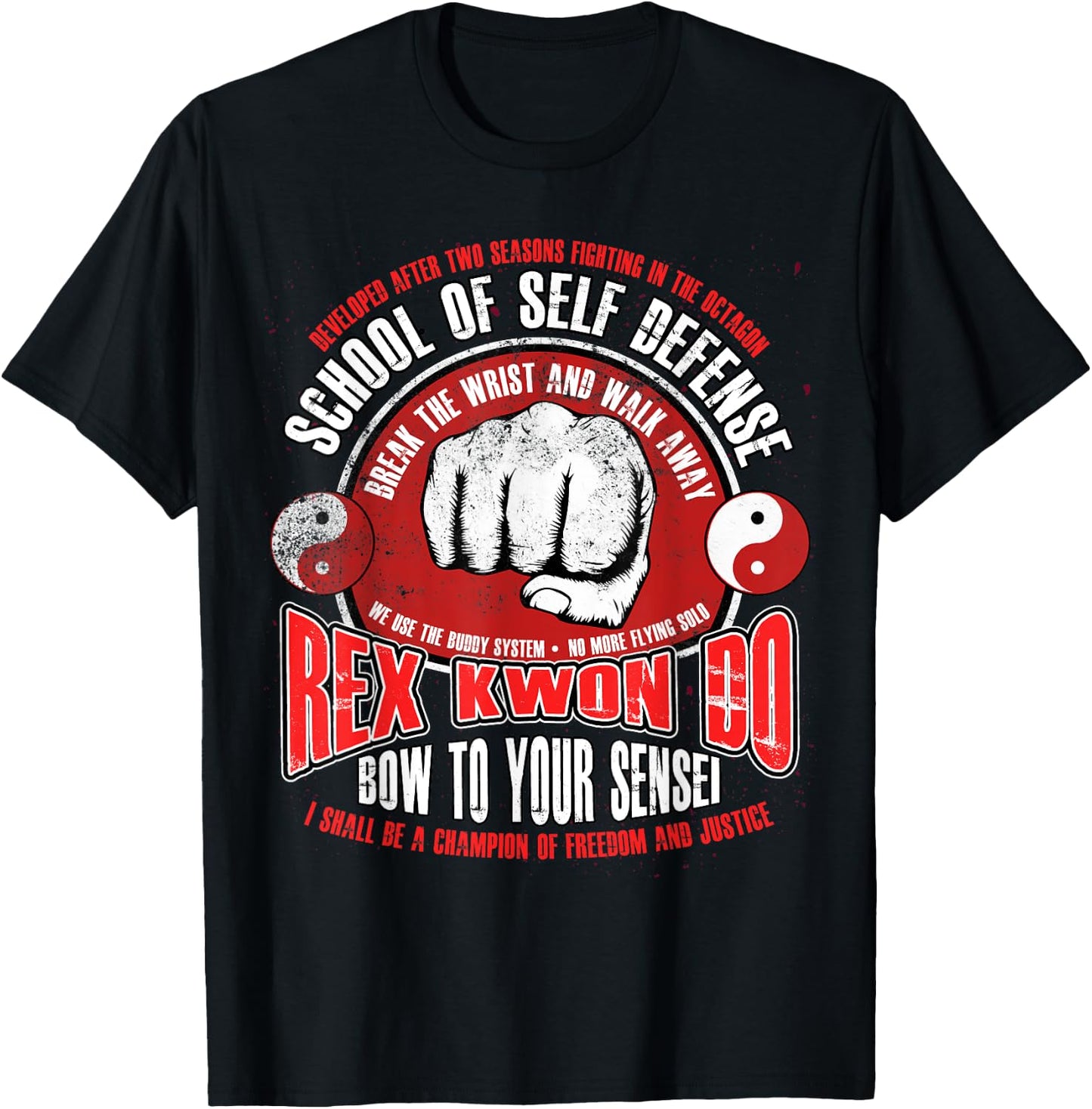 Rex Kwon Do Funny Karate Martial Arts Retro T-Shirt - T-Shirt | Black