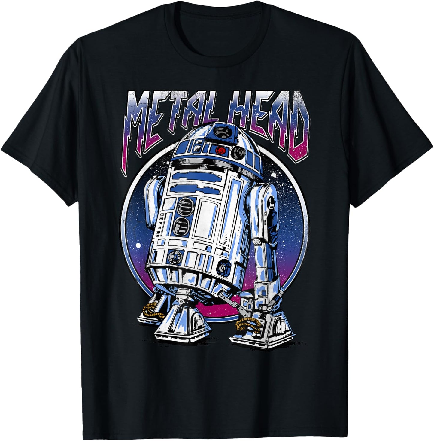 Star Wars R2D2 Metal Head Vintage Disney+ T-Shirt - T-Shirt | Black