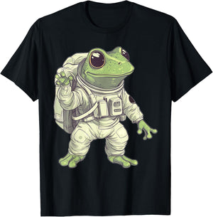 Frog Astronaut Space T-Shirt - T-Shirt | Black