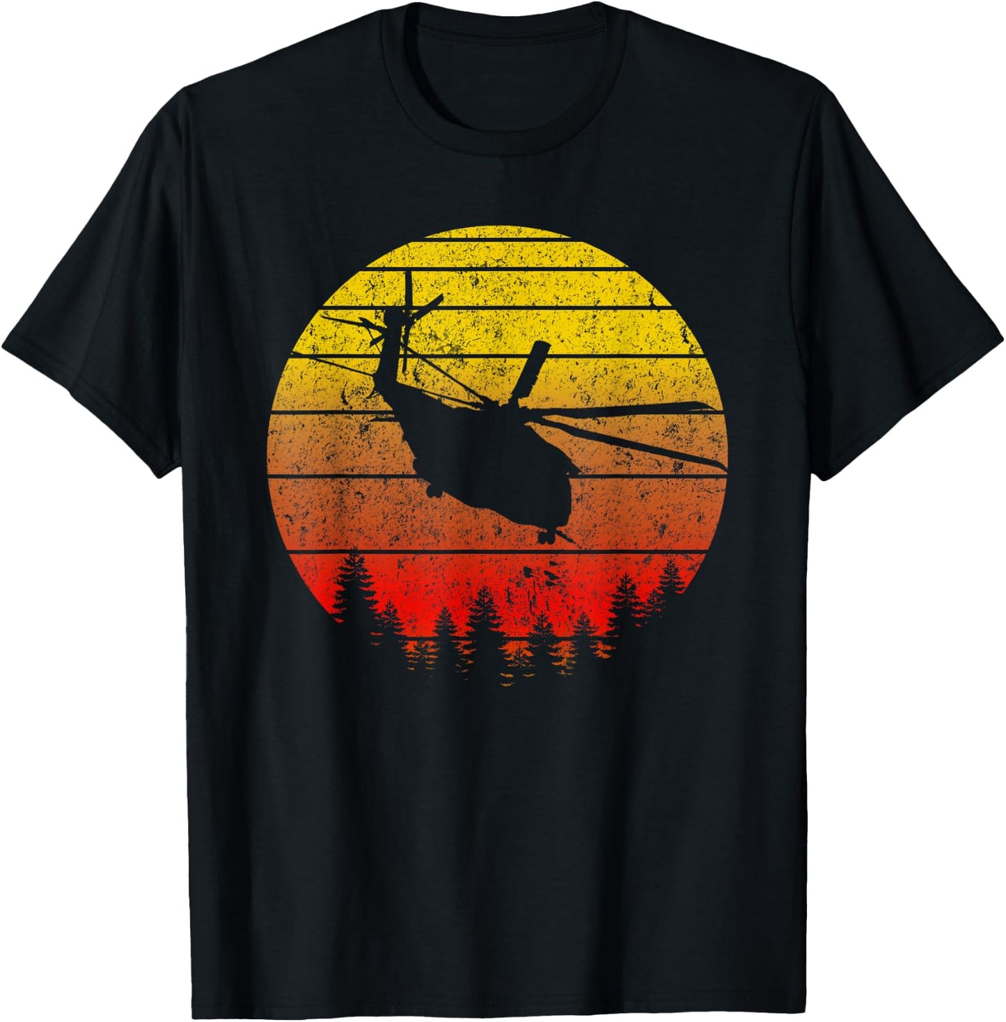 CH-53K King Stallion Helicopter Sunrise Vintage Retro Design T-Shirt - T-Shirt | Black