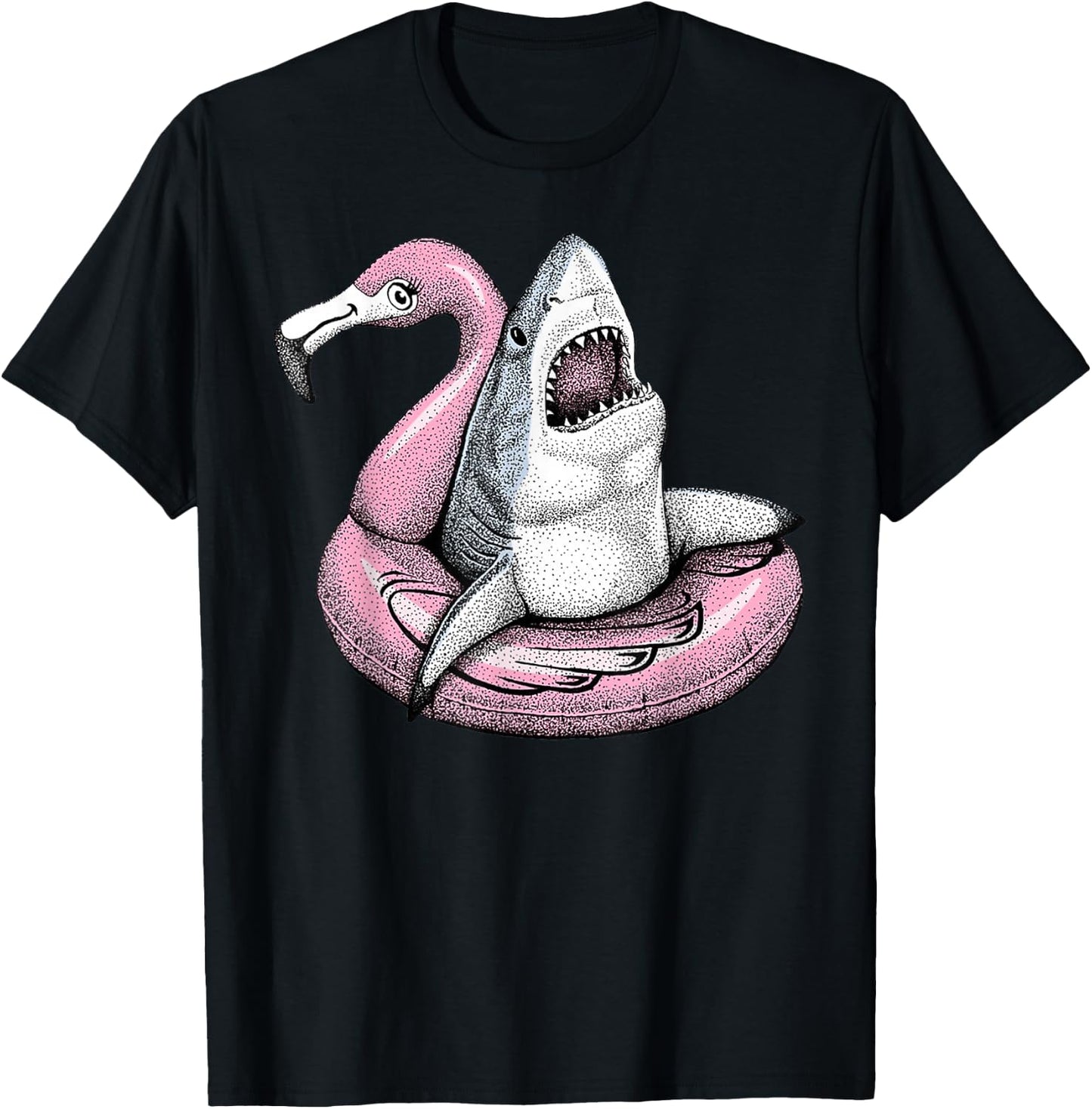 Hello Summer Matching Family Flamingo Pool Shark Beach T-Shirt - T-Shirt | Black