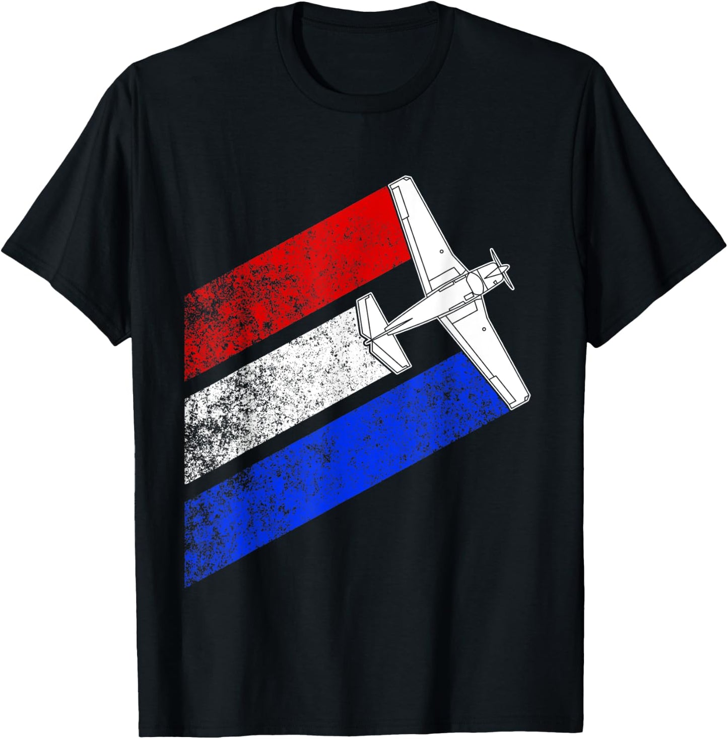 M20J Airplane Schematic Vintage American Flag Streaks Women Men T-Shirt - T-Shirt | Black