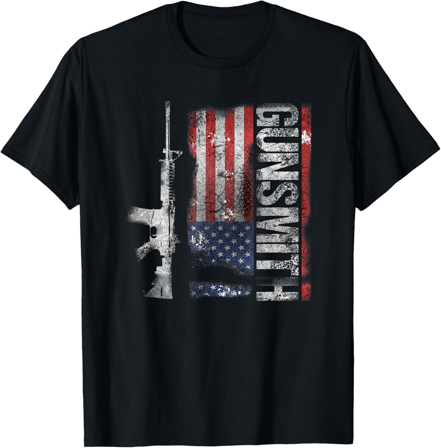 Gunsmith American USA Flag Gunsmithing Gift T-Shirt - T-Shirt | Black