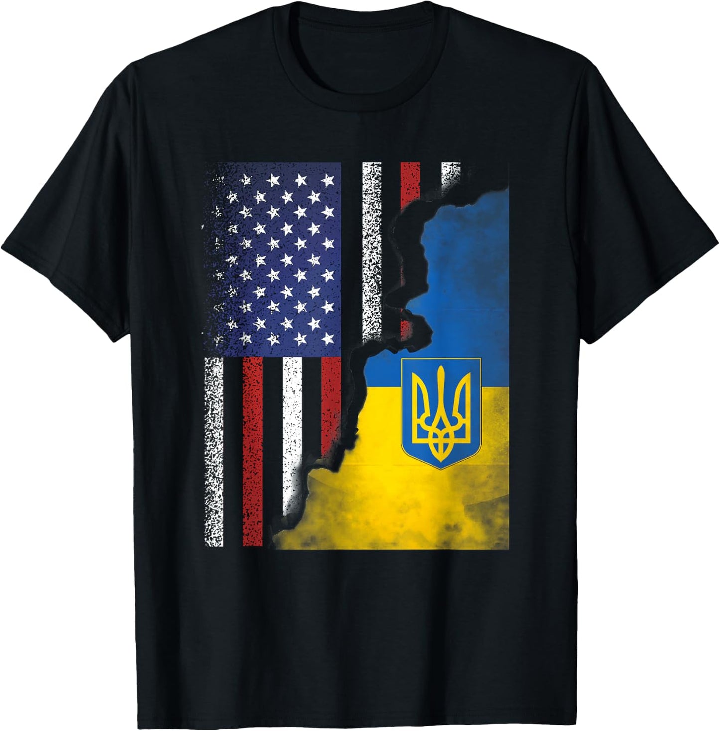 Ukrainian American Flag Ukraine USA America Roots T-Shirt - T-Shirt | Black