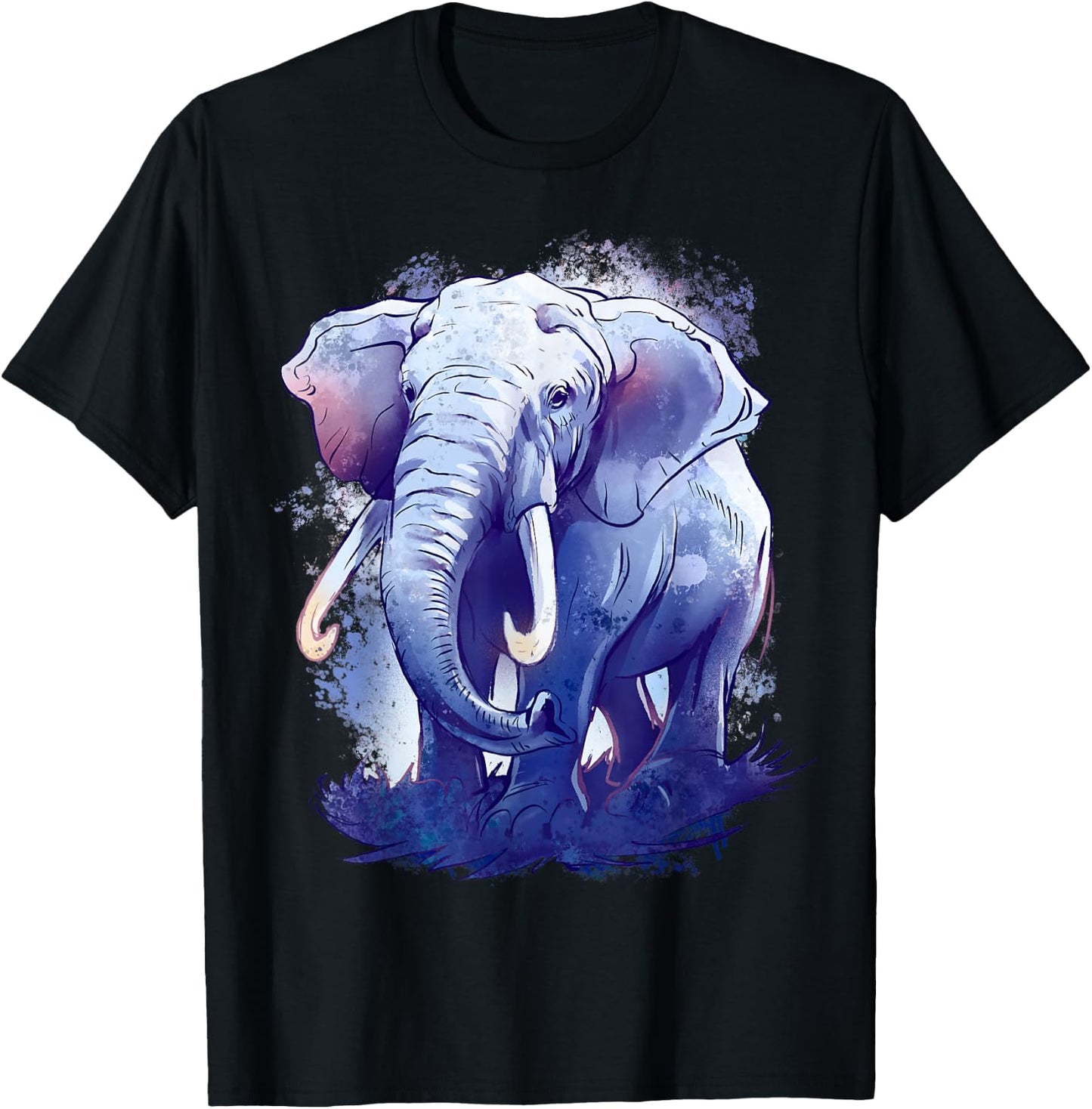 Elephant Animal Art Colourful Animal Lovers Elephant T-Shirt - T-Shirt | Black