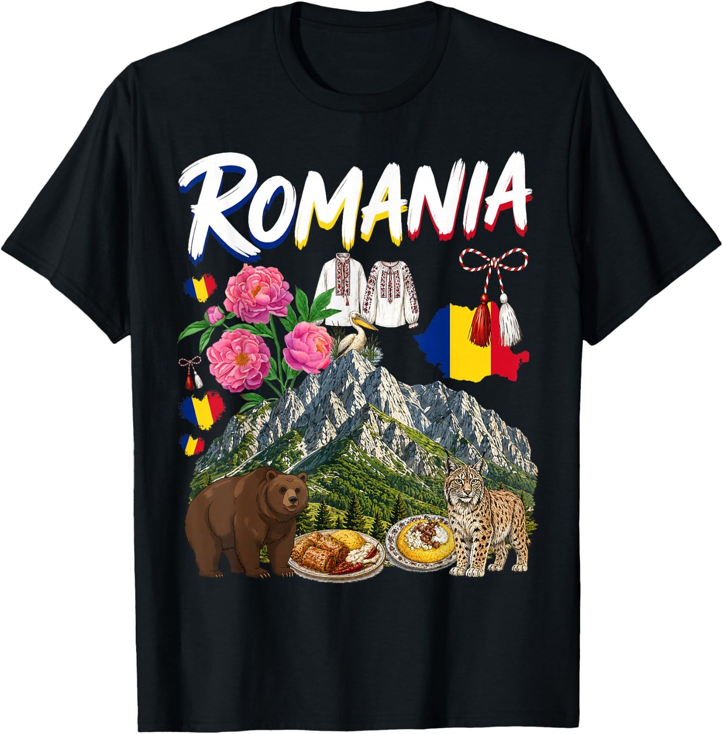 Romanian Flag Outfit Idea for Kids Romania Costume Themed T-Shirt - T-Shirt | Black