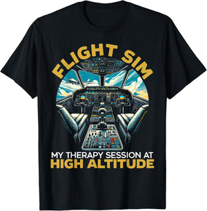 Flight Simulator Aviation Console Pilot Flight Simulation T-Shirt - T-Shirt | Black