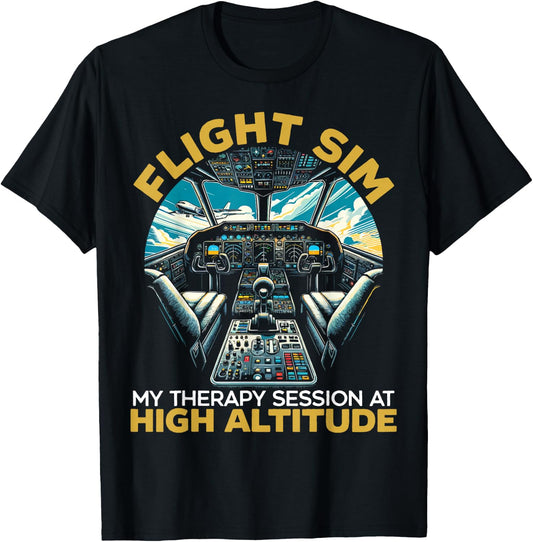 Flight Simulator Aviation Console Pilot Flight Simulation T-Shirt - T-Shirt | Black