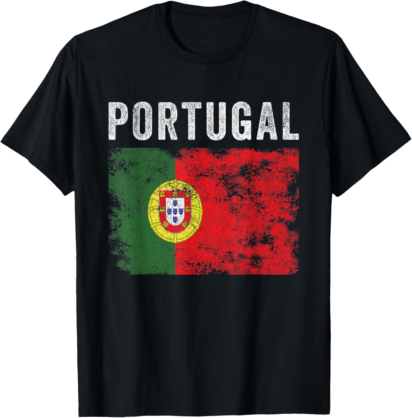 Portugal Flag Distressed - Men Women Kids - Portuguese Flag T-Shirt - T-Shirt | Black