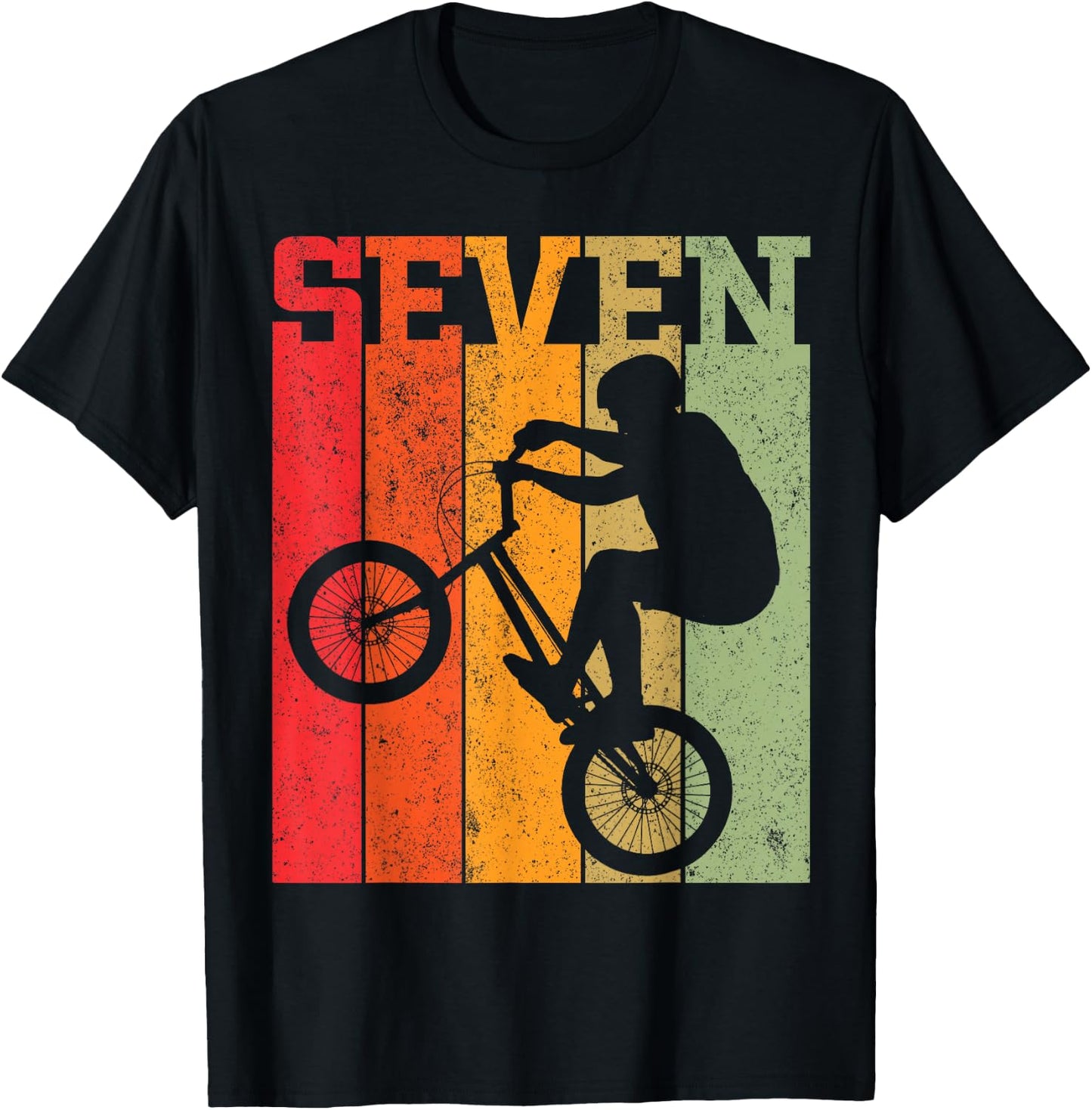 7th Birthday Boys 7 Year Old Seven BMX Bike racing bicycle T-Shirt - T-Shirt | Black