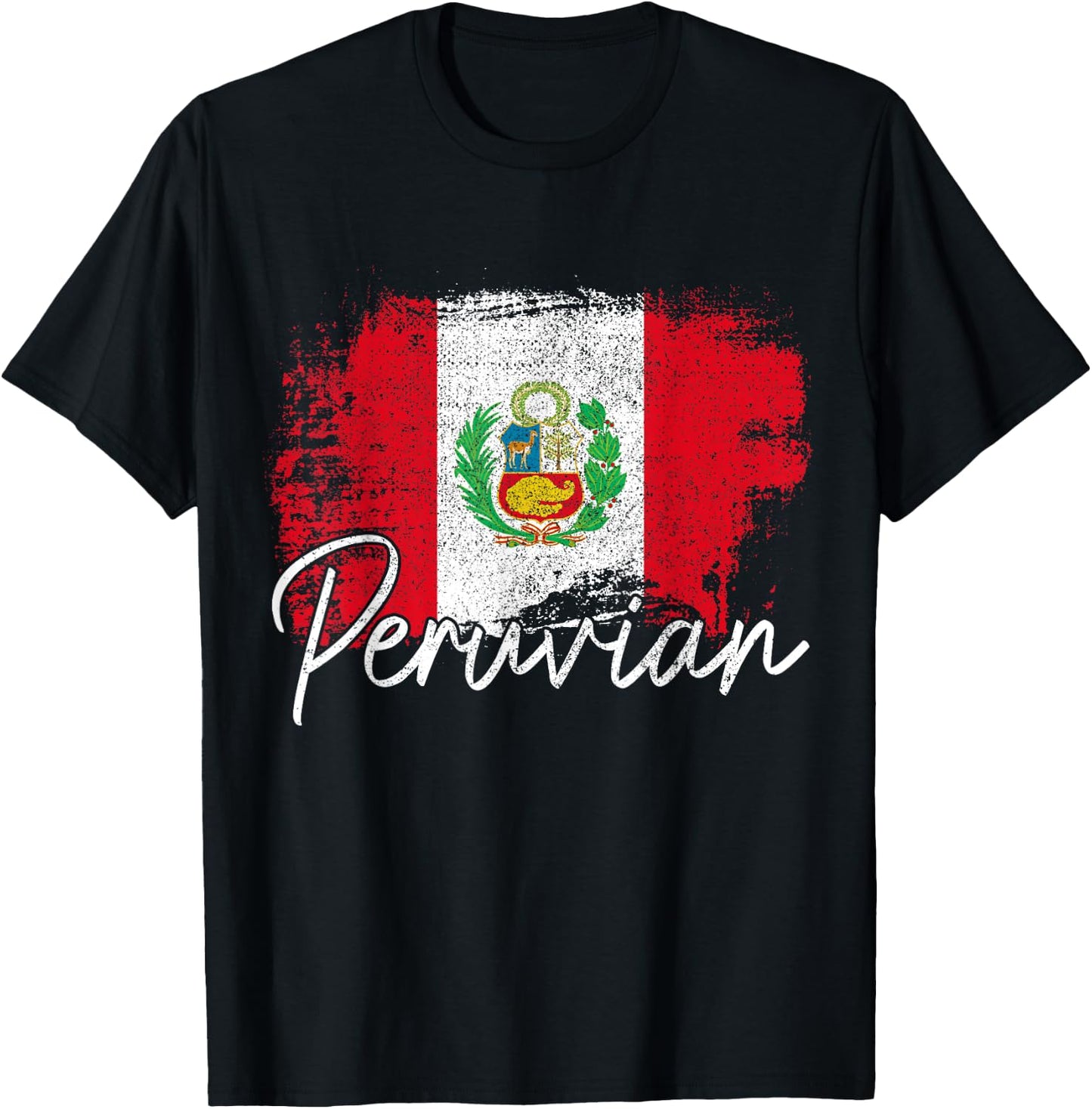 Peru Vintage Flag Peru Pride Roots T-Shirt - T-Shirt | Black