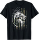 Bass Fish Fishing Camouflage Flag Funny Fisherman (on back) T-Shirt - T-Shirt | Black
