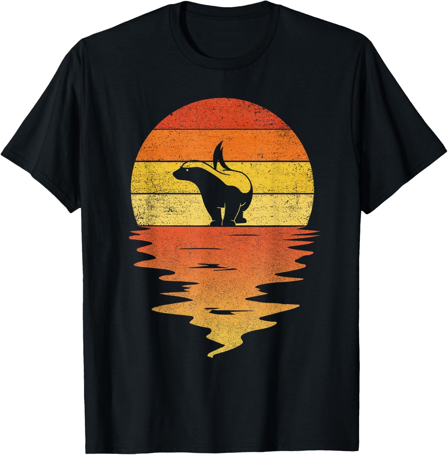 Honey Badger Shirt 70s Retro Sunset Vintage Honey Badger T-Shirt - T-Shirt | Black