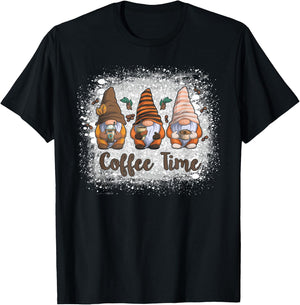 Cute Gnomes Coffee Time Caffeine T-Shirt - T-Shirt | Black
