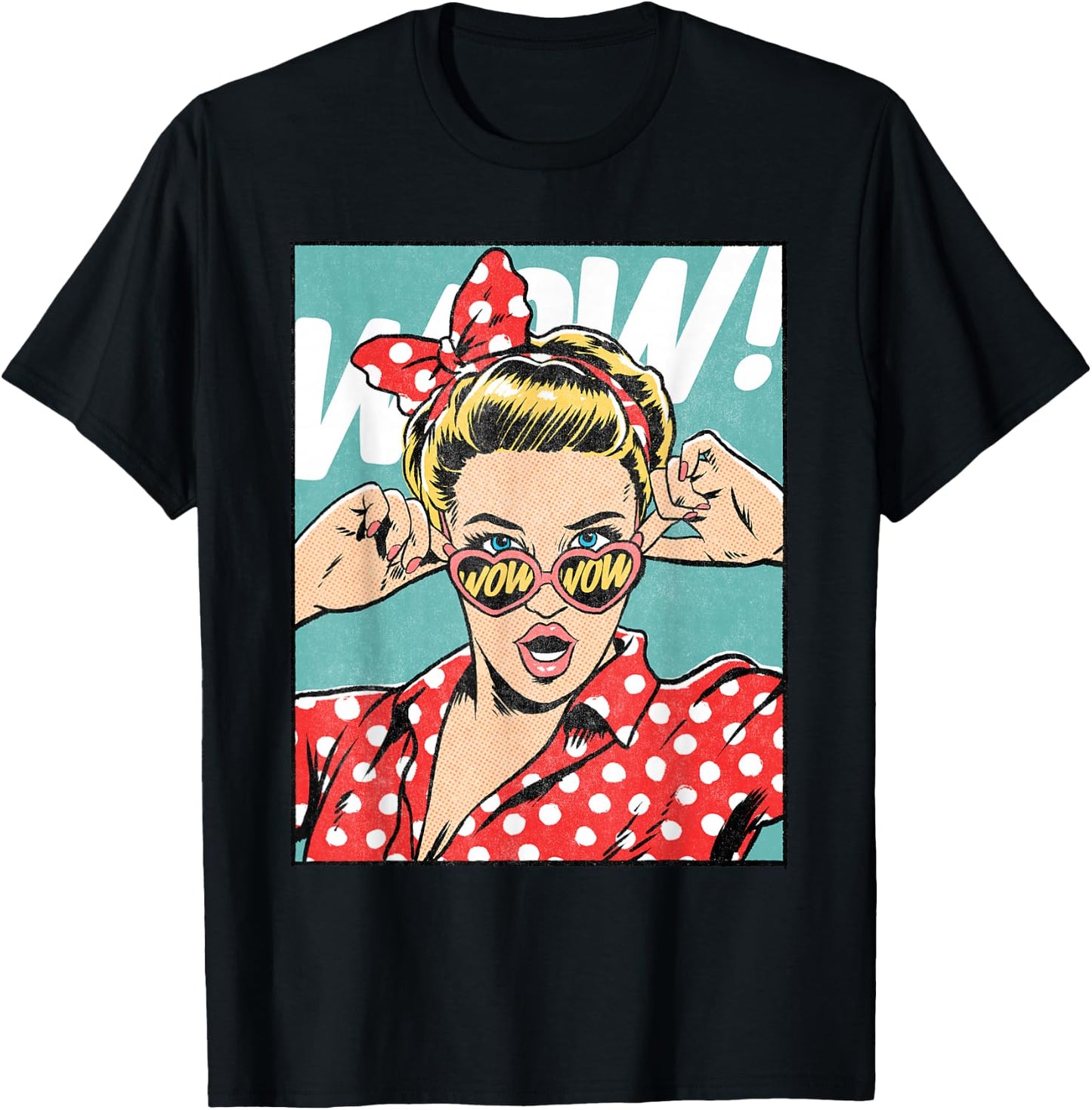 Wow Surprise Face Pop Art Comic Book Popular Culture Artist T-Shirt - T-Shirt | Black