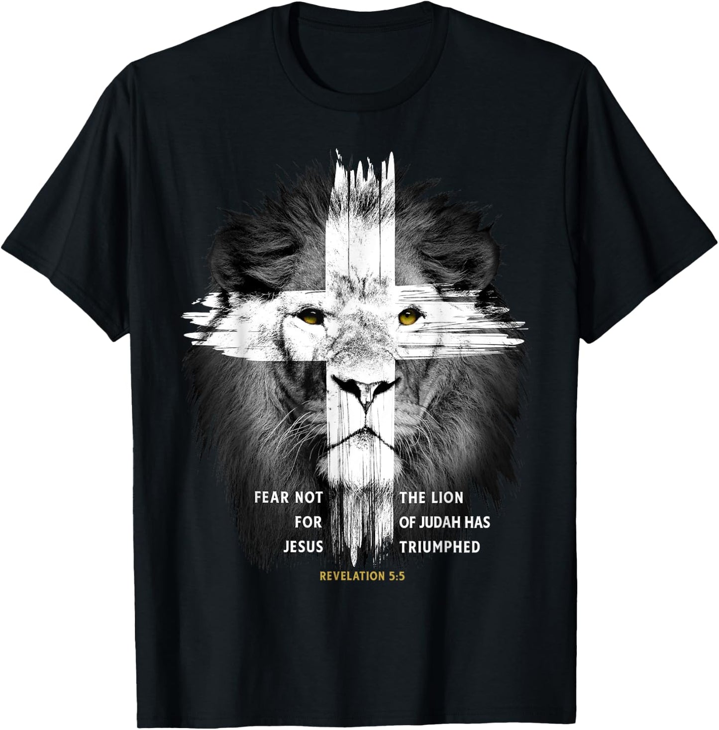 Lion Cross Jesus Christian Lord God Believer T-Shirt - T-Shirt | Black