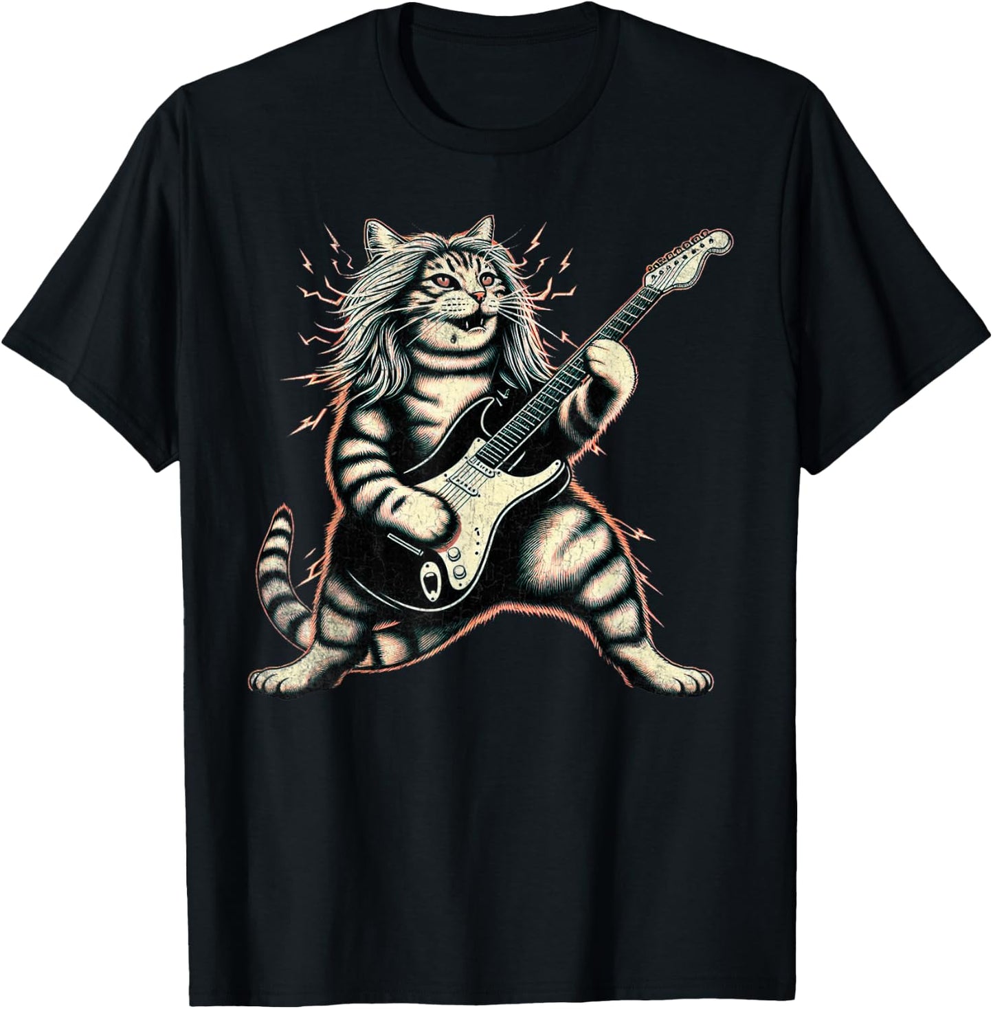 Funny Heavy Rock Band Cat Gifts Cat Mom Dad T-Shirt - T-Shirt | Black