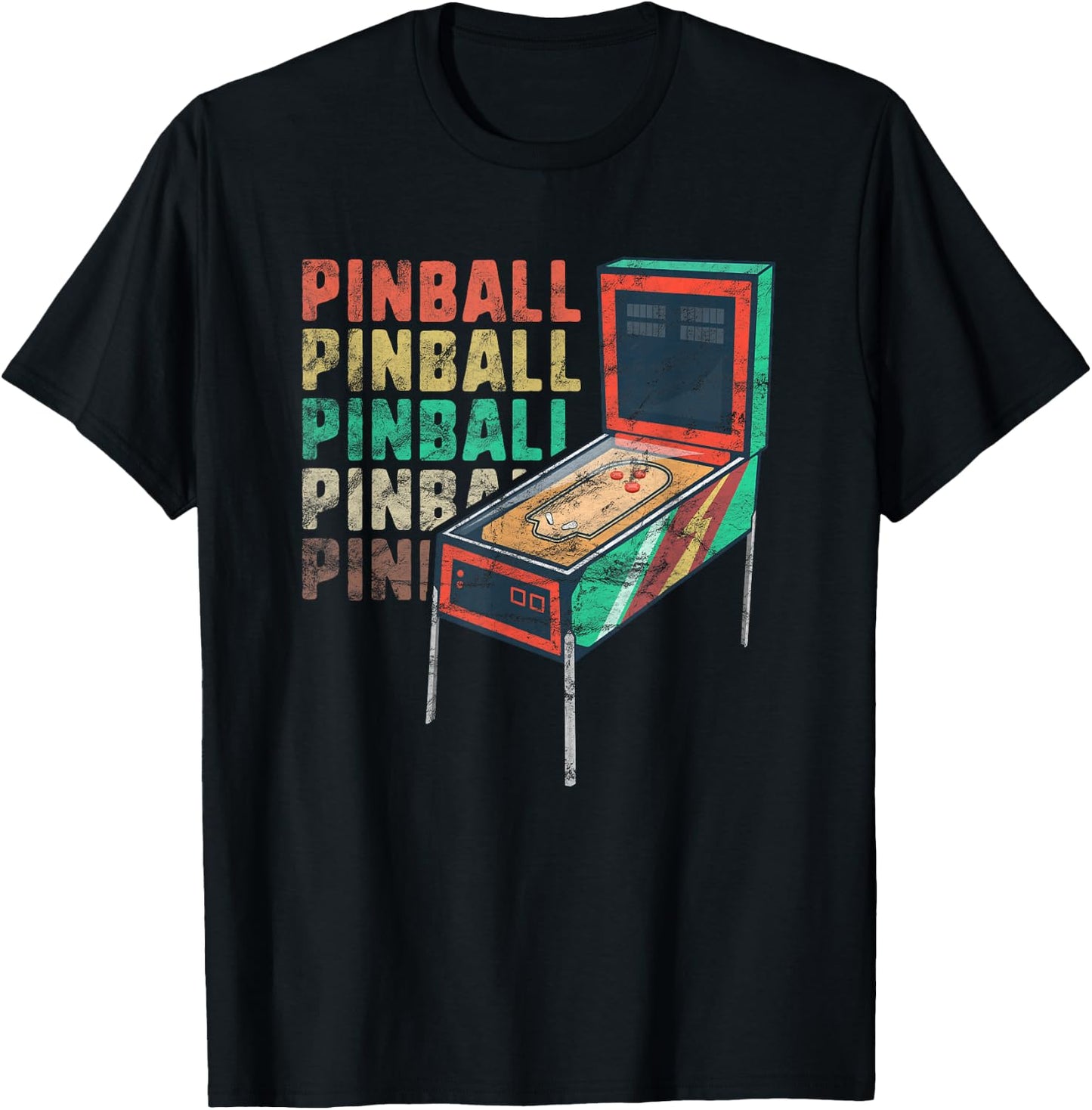 Retro Flipper Machine Women Men Gamer Geek Vintage T-Shirt - T-Shirt | Black
