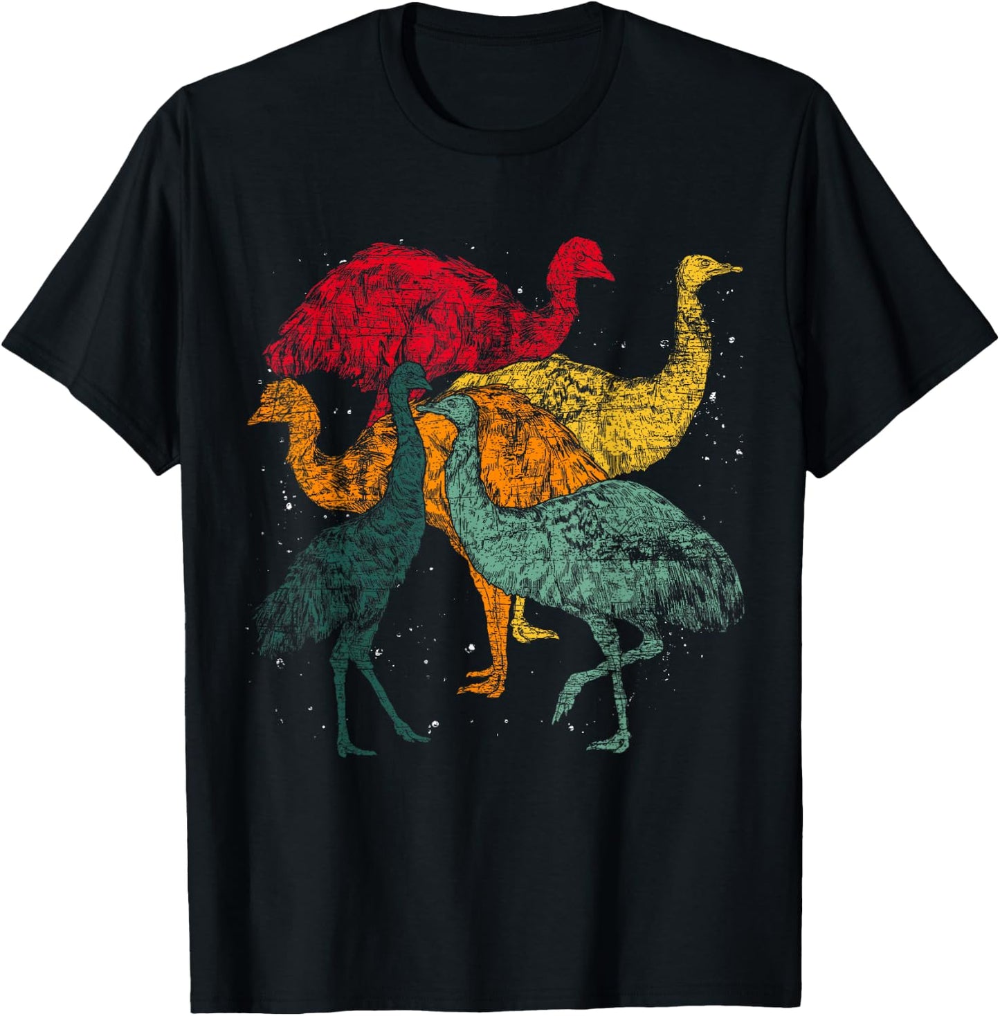 Retro Australian Animal Emu Lover Flightless Bird Emu T-Shirt - T-Shirt | Black