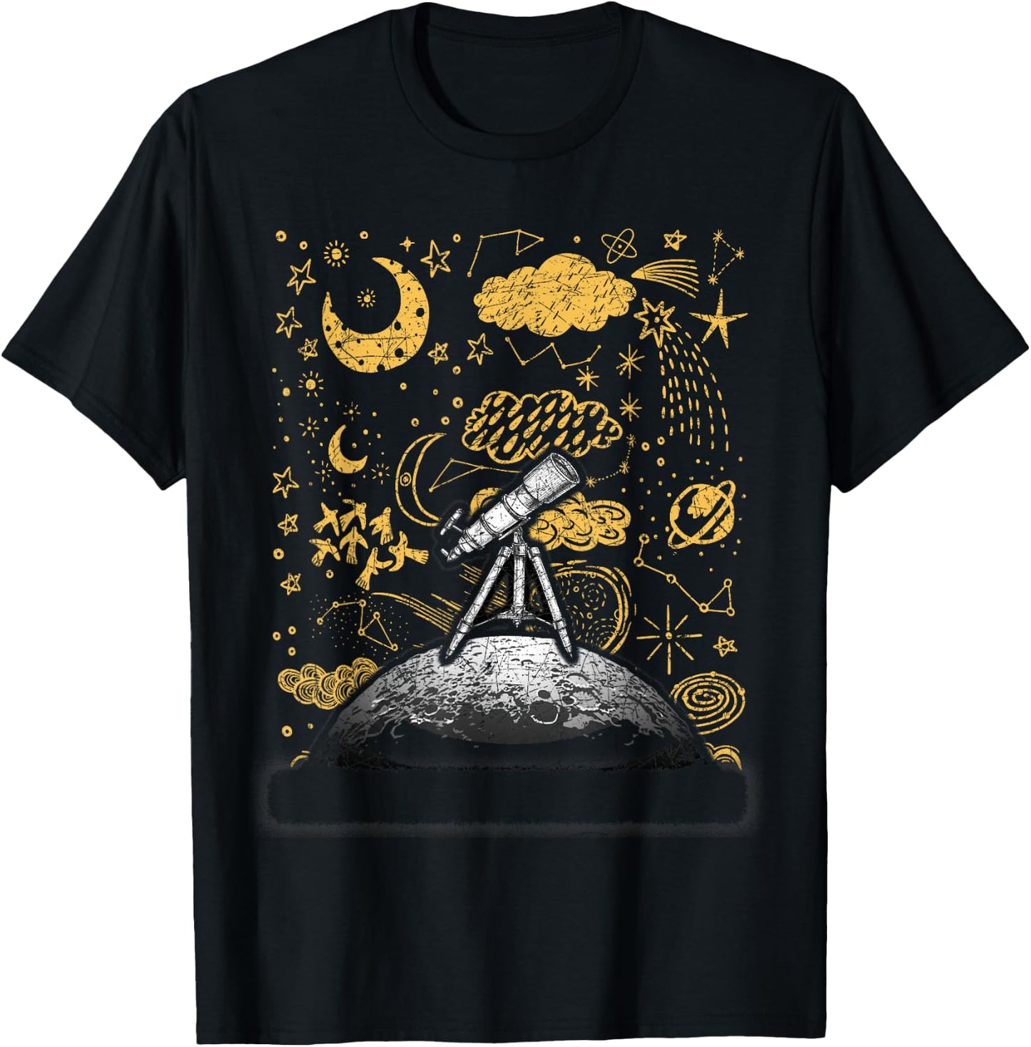 Moon Spaceship Astronomy Planets Astronaut T-Shirt - T-Shirt | Black