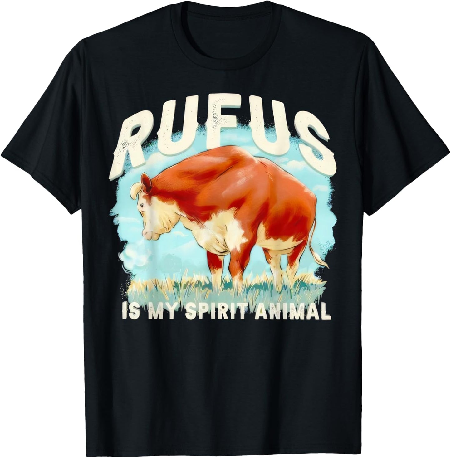 Rufus The Bull Rufus is My Spirit Animal T-Shirt - T-Shirt | Black