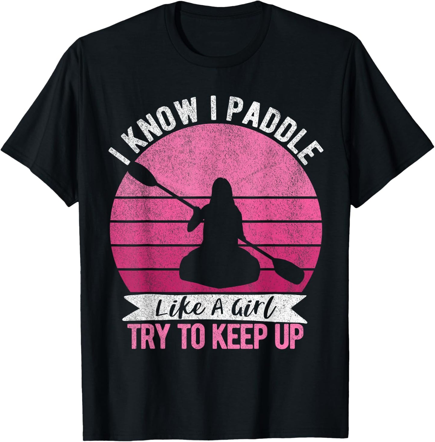 Funny Girl Kayak Retro Kayaking Paddling T-Shirt - T-Shirt | Black