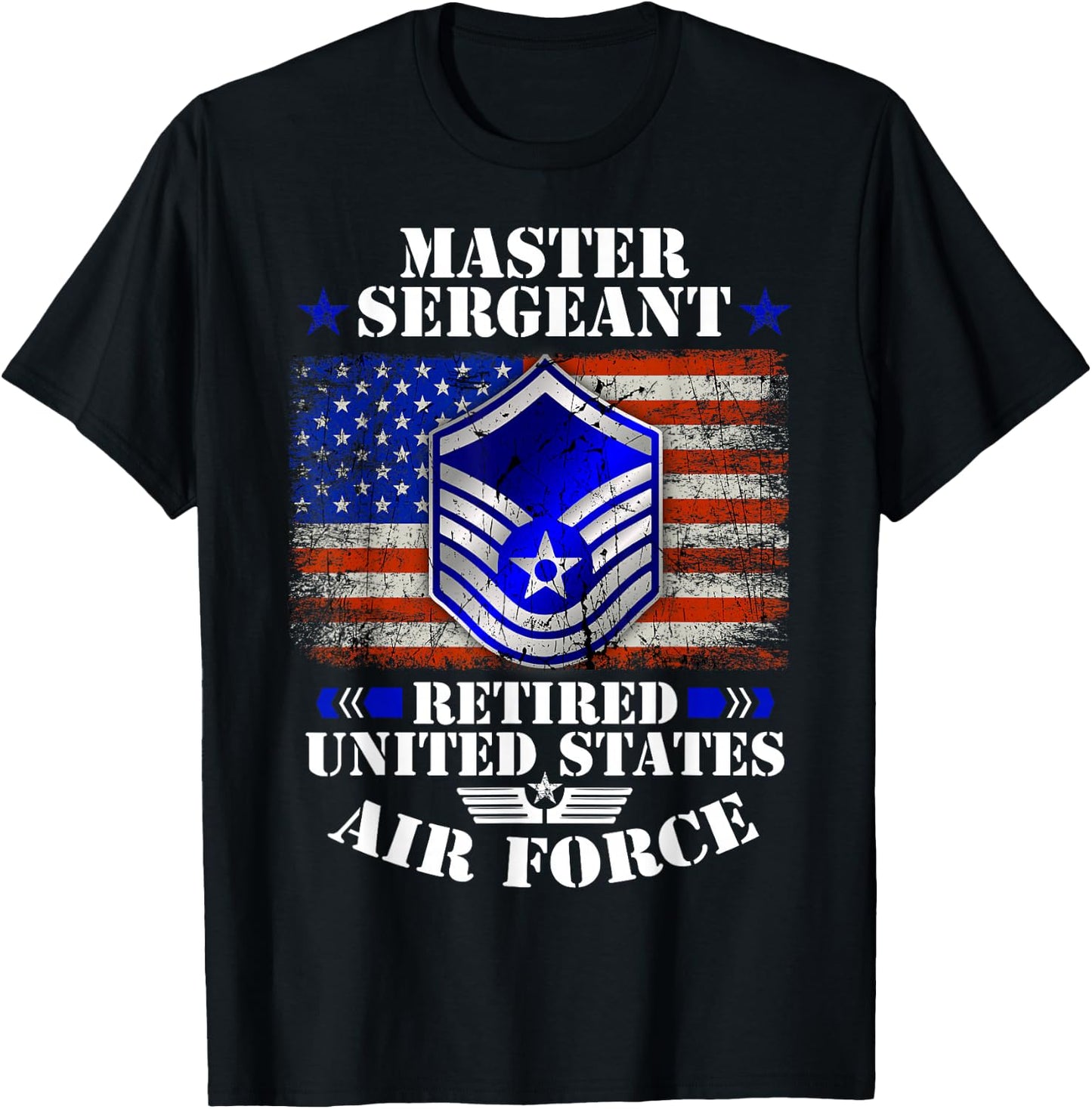 Master Sergeant Retired United States Air Force USA Flag T-Shirt - T-Shirt | Black