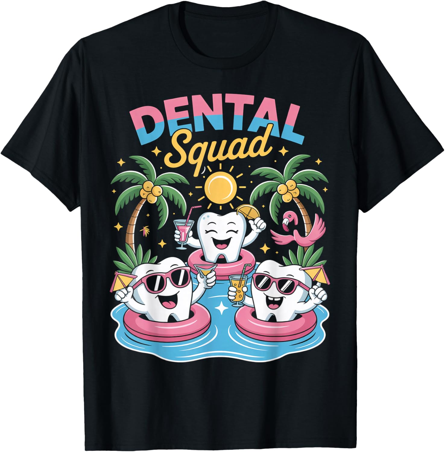 Dentist Squad Summer Tooth Teeth Pool Vacation Cruise Dental T-Shirt - T-Shirt | Black