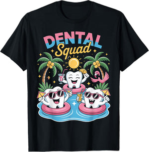 Dentist Squad Summer Tooth Teeth Pool Vacation Cruise Dental T-Shirt - T-Shirt | Black