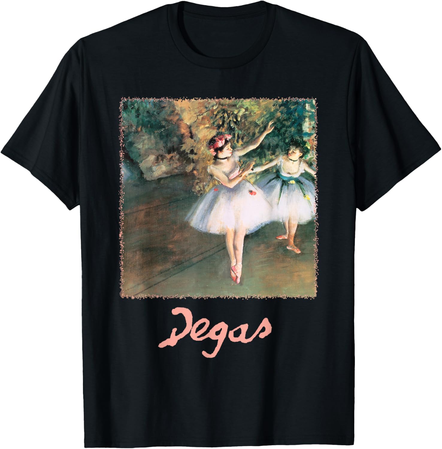 Two Dancers on a Stage by Edgar Degas, Vintage Ballet Art T-Shirt - T-Shirt | Black