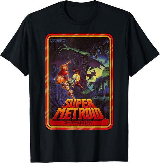Nintendo Super Metroid Kanji Poster Style Graphic T-Shirt - T-Shirt | Black