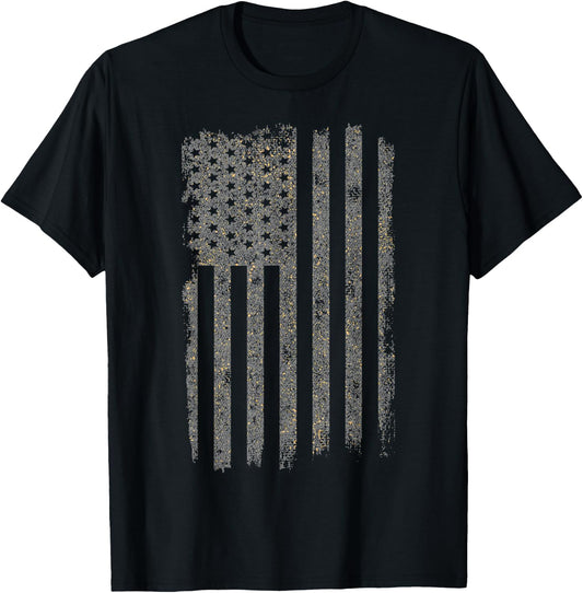 American Flag Vintage Patriotic Distressed USA Flag T-Shirt - T-Shirt | Black