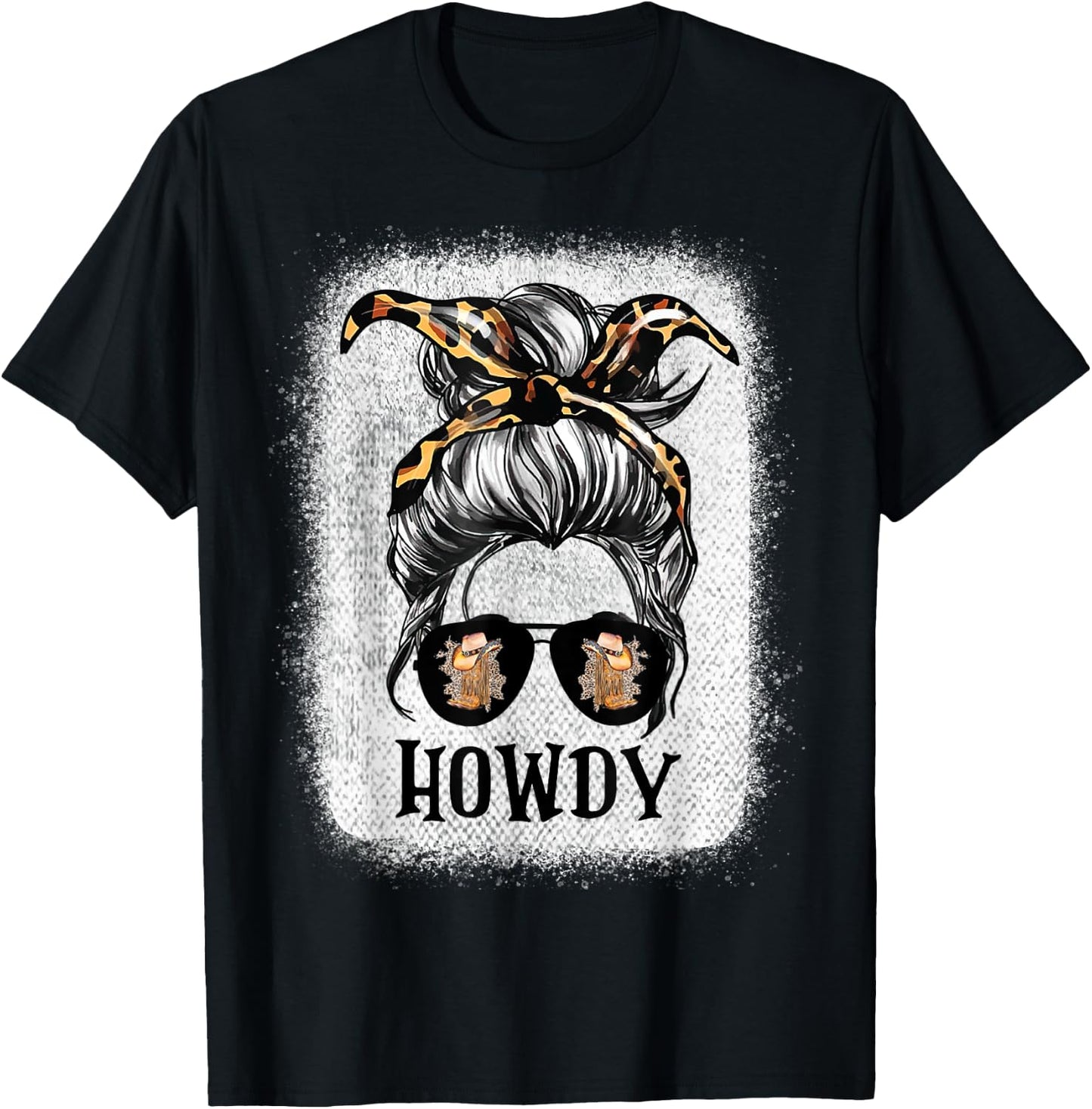 Messy Bun Hat Howdy Rodeo Western Country Southern Cowgirl T-Shirt - T-Shirt | Black