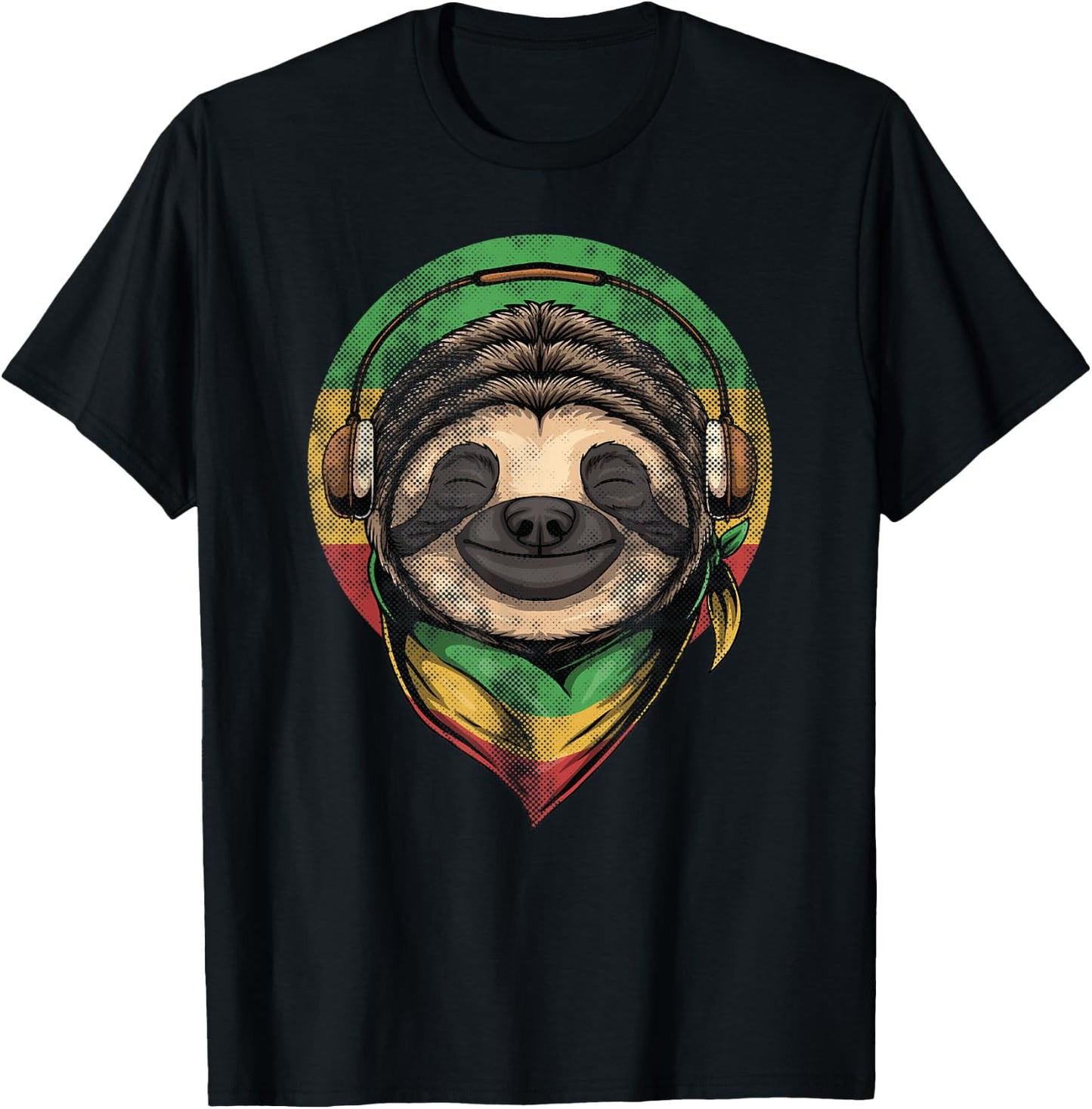 Rasta Sloth Good Positive Funny Vibes Reggae T-Shirt - T-Shirt | Black