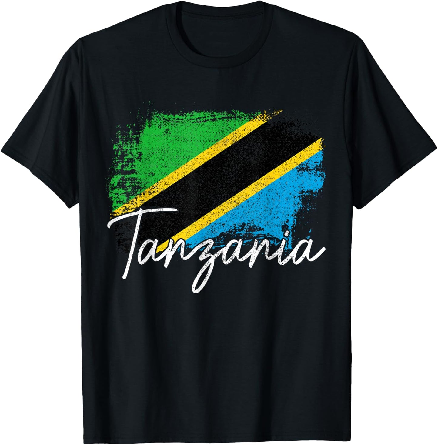 Tanzania Vintage Tanzanian Pride Roots Flag T-Shirt - T-Shirt | Black
