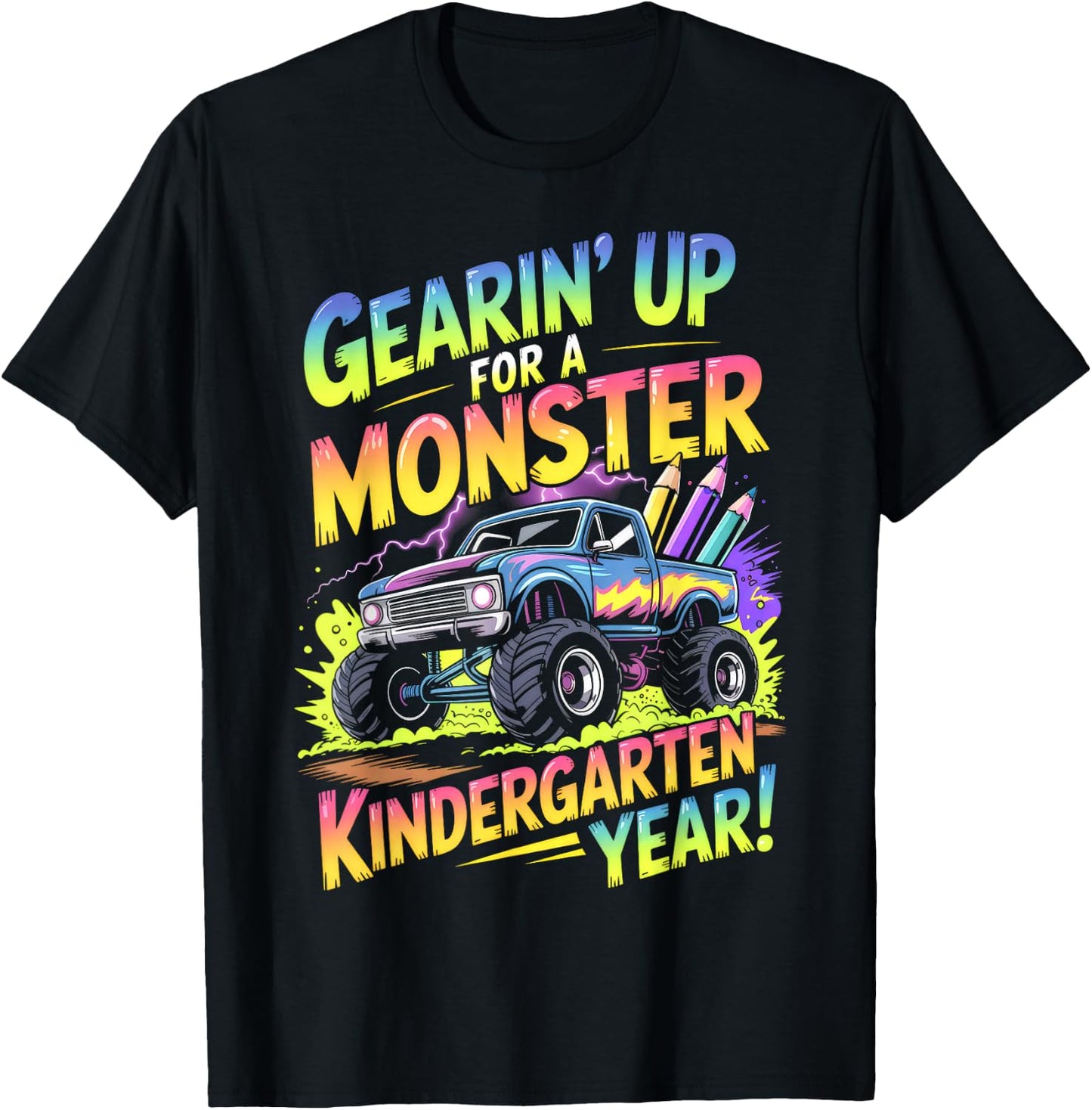 Back to School Kindergarten Monster Truck First Day Boys T-Shirt - T-Shirt | Black