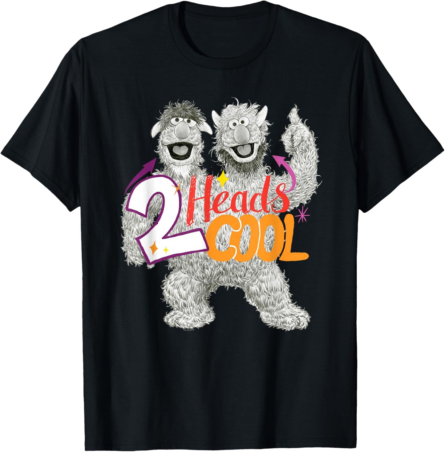 Sesame Street Two-Headed Monster 2 Heads Cool T-Shirt - T-Shirt | Black